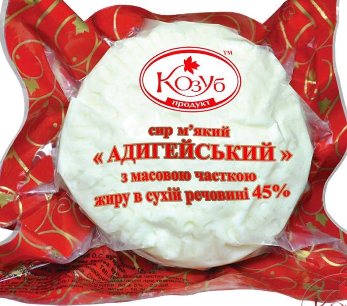 Сир м'який Адигейський 45% ТМ "Козуб Продукт" (вакуум 280-300 г)